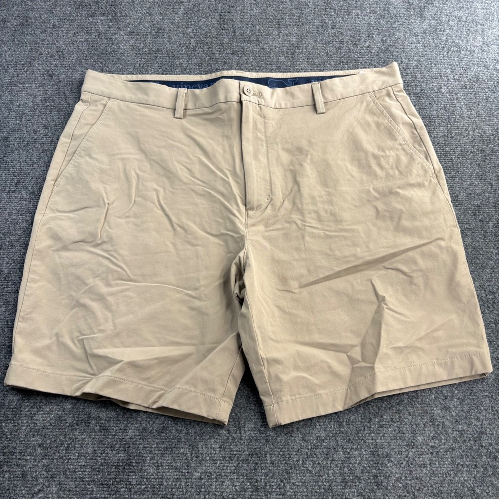 Vineyard Vines Performance Shorts Mens 38 Khaki Stretch Chino Golf Summer Casual